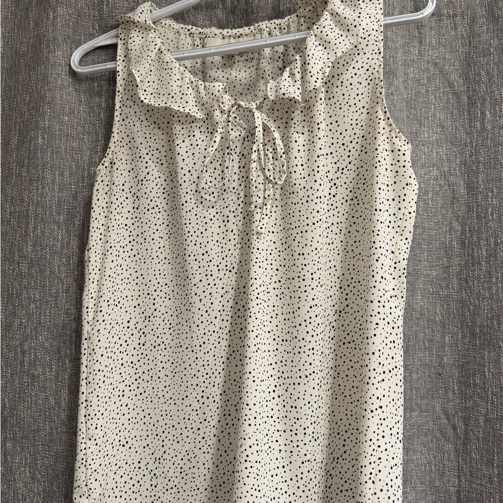 LOFT Cream and Black Polka Dot Blouse
